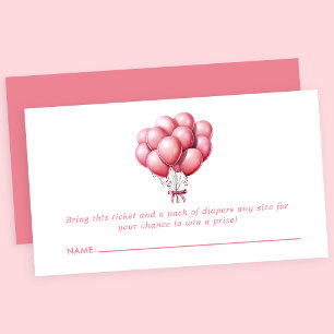 Rosa Luftballons Aquarell-Baby-Party-Wettbewerb um Begleitkarte