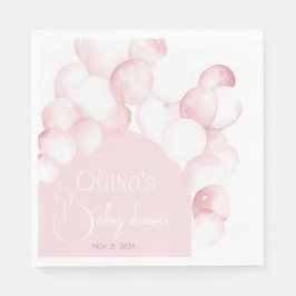 Rosa Luftballons mit Babydusche Serviette
