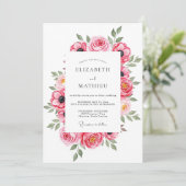 Rosa luftige Frühlingshochzeit Einladung (Stehend Vorderseite)