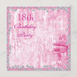 Rosa Lüster & Diamanten 18. Geburtstag Einladung