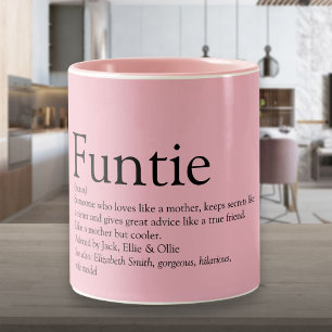 Rosa lustige Funtie-Tante Tante-Definition Zwei-To Zweifarbige Tasse