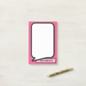 Rosa lustige moderne personalisierte Sprechblase Post-it Klebezettel (Auf Schreibtisch)