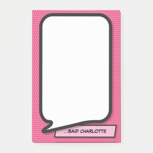 Rosa lustige moderne personalisierte Sprechblase Post-it Klebezettel (Vorderseite)