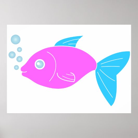 Rosa, lustiger Fisch Poster (Vorne)