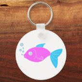 Rosa, lustiger Fisch Schlüsselanhänger (Vorderseite)