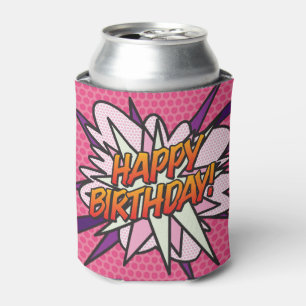 Rosa lustiger Mädchen- HAPPY BIRTHDAY Dosenkühler
