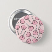 Rosa Lutscher, Herz-Lutscher, Lutscher-Muster Button (Vorne & Hinten)