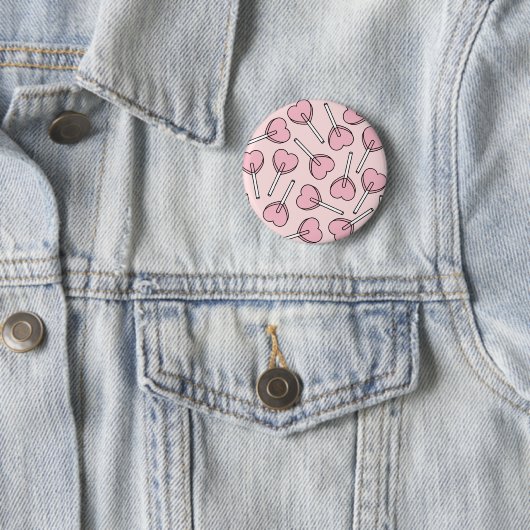 Rosa Lutscher, Herz-Lutscher, Lutscher-Muster Button (Beispiel)
