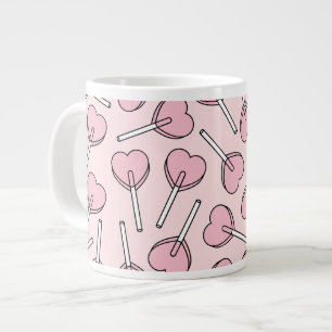 Rosa Lutscher, Herz-Lutscher, Lutscher-Muster Jumbo-Tasse