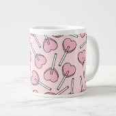Rosa Lutscher, Herz-Lutscher, Lutscher-Muster Jumbo-Tasse (Vorderseite Rechts)