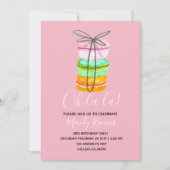 Rosa-Macaron-Geburtstagsfeier Einladung (Vorderseite)