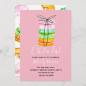 Rosa-Macaron-Geburtstagsfeier Einladung (Vorne/Hinten)