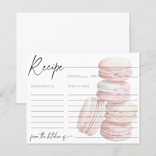 Rosa Macaron Rezeptkarte (Vorne/Hinten)