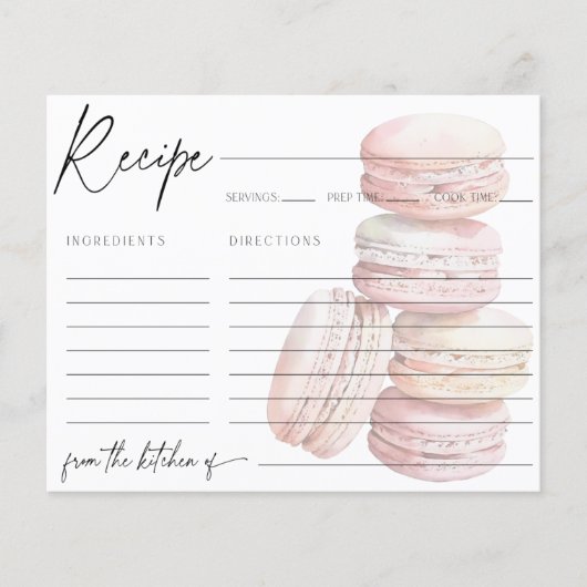 Rosa Macaron Rezeptkarte (Vorderseite)