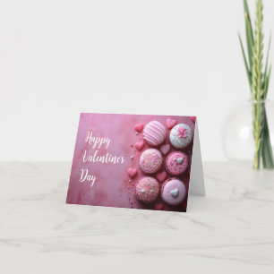Rosa Macarones mit HerzValentinismus Gruß Feiertagskarte