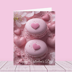 Rosa Macarones mit HerzValentinismus Gruß Karte