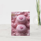 Rosa Macarones mit HerzValentinismus Gruß Karte (Vorderseite)