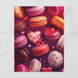 Rosa Macarons-Herzen-Design Valentinstag-Karte Postkarte