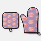 Rosa Macarons Ofenhandschuh & Topflappen-Set (Vorderseite)