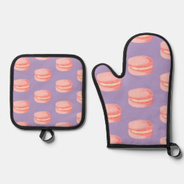 Rosa Macarons Ofenhandschuh & Topflappen-Set