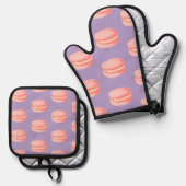 Rosa Macarons Ofenhandschuh & Topflappen-Set (Vorderseite/Rückseite)
