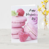 Rosa Macarons & Rote Himbeeren Valentinstag Karte (Gelbe Blume)