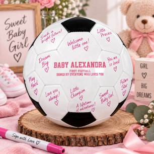 Rosa Mädchen-Baby-Party-Autogramme zuerst Fußball