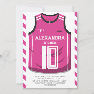 Rosa Mädchen Basketball Trikot Geburtstagsfeier Einladung