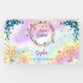 Rosa Mädchen Begrüßung florfarbenes Aquarell Gebur Banner