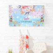 Rosa Mädchen Begrüßung florfarbenes Aquarell Gebur Banner (Insitu)