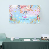 Rosa Mädchen Begrüßung florfarbenes Aquarell Gebur Banner (Messeveranstaltung)