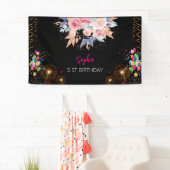 Rosa Mädchen Begrüßung florfarbenes Aquarell Gebur Banner (Insitu)