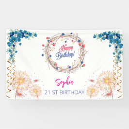 Rosa Mädchen Begrüßung florfarbenes Aquarell Gebur Banner