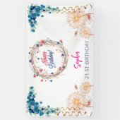 Rosa Mädchen Begrüßung florfarbenes Aquarell Gebur Banner (Vertikal)