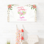 Rosa Mädchen Begrüßung florfarbenes Aquarell Gebur Banner (Insitu)