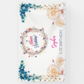 Rosa Mädchen Begrüßung florfarbenes Aquarell Gebur Banner (Vertikal)