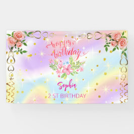 Rosa Mädchen Begrüßung florfarbenes Aquarell Gebur Banner