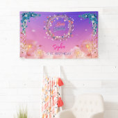 Rosa Mädchen Begrüßung florfarbenes Aquarell Gebur Banner (Insitu)