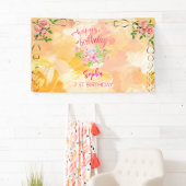 Rosa Mädchen Begrüßung florfarbenes Aquarell Gebur Banner (Insitu)