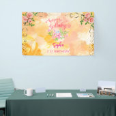 Rosa Mädchen Begrüßung florfarbenes Aquarell Gebur Banner (Messeveranstaltung)