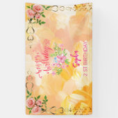 Rosa Mädchen Begrüßung florfarbenes Aquarell Gebur Banner (Vertikal)