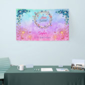 Rosa Mädchen Begrüßung florfarbenes Aquarell Gebur Banner (Messeveranstaltung)