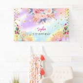 Rosa Mädchen Begrüßung florfarbenes Aquarell Gebur Banner (Insitu)