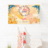 Rosa Mädchen Begrüßung florfarbenes Aquarell Gebur Banner (Insitu)