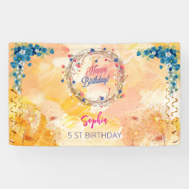 Rosa Mädchen Begrüßung florfarbenes Aquarell Gebur Banner