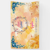 Rosa Mädchen Begrüßung florfarbenes Aquarell Gebur Banner (Vertikal)