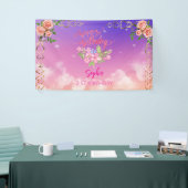 Rosa Mädchen Begrüßung florfarbenes Aquarell Gebur Banner (Messeveranstaltung)