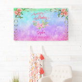 Rosa Mädchen Begrüßung florfarbenes Aquarell Gebur Banner (Insitu)