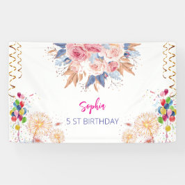 Rosa Mädchen Begrüßung florfarbenes Aquarell Gebur Banner