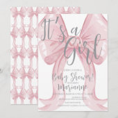 Rosa Mädchen-Bogen Baby Shower    Einladung (Vorne/Hinten)